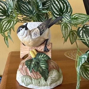 Gorham Beige and Green Chickadee Sculpture